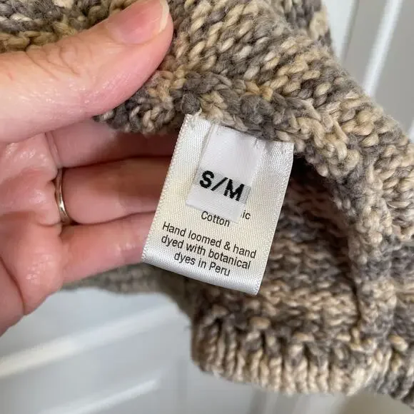 Wol Hide Loose Cardigan in 100% Organic Cotton Smoky Quartz Gray Beige S / M - Picture 6 of 10